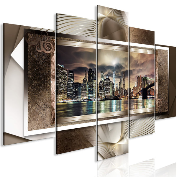 Quadro - Power of Manhattan (5 Parts) Wide Brown