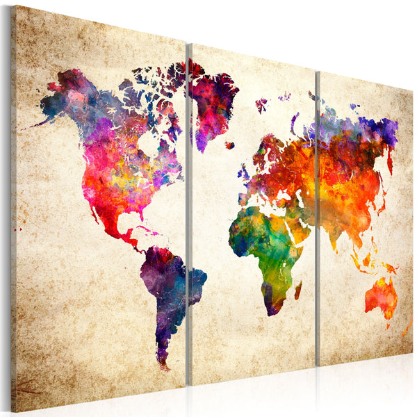 Quadro - The World's Map in Watercolor