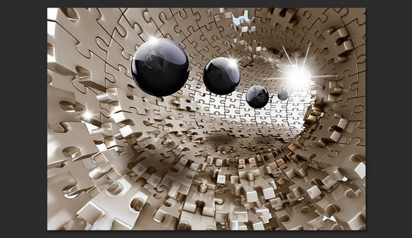 Carta da parati 3D - Golden Jigsaw