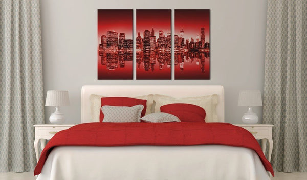 Quadro su tela - Bagliore rosso sopra New York