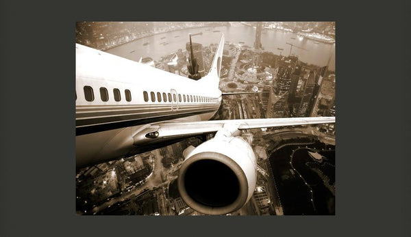 Carta da parati 3D - Vista su città da un aereo decollante