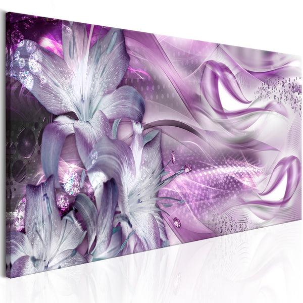 Quadro - Lilies and Waves (1 Part) Narrow Violet